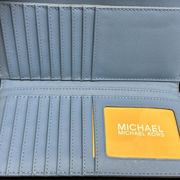 Michael Kors Blue Leather Flap Wallet - Picture 4 of 4
